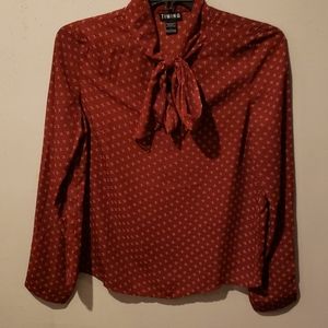 Camel Color Blouse w/beige prints